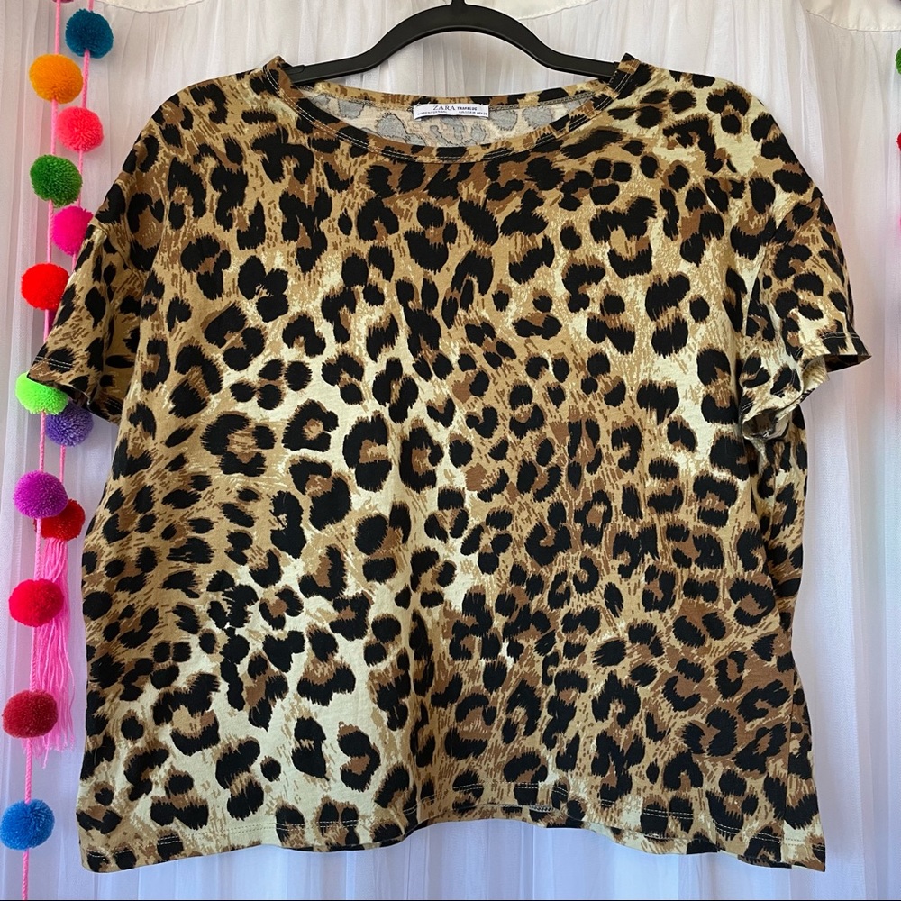 ZARA leopard print tee size M
